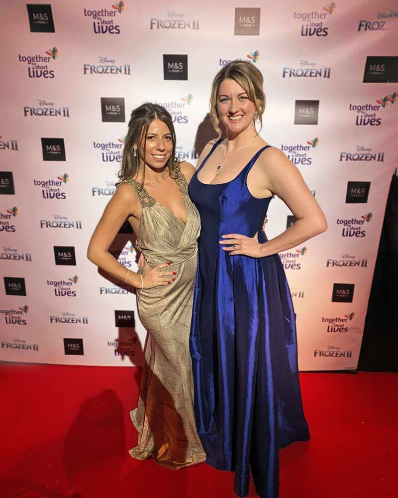 Sapphire blue taffeta, full skirt formal gown with thigh split.